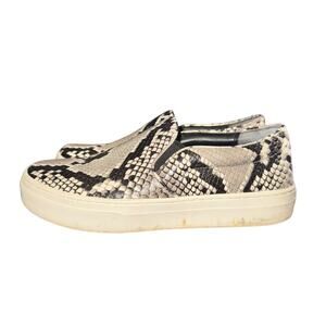 Tory Burch Max Sneakers Women's Size 6.5 M Tan Black Snake Print Leather Shoes